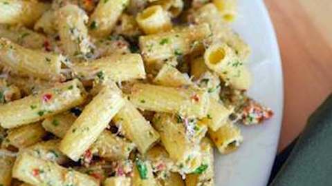 Rigatoni with Walnut, Parsley and Sun-Dried Tomato Pesto  Recipe