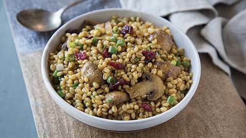 Big Game Day Recipes - Roasted Mushroom and Wheat Berry Salad - Sustainable Eating Made Easy
