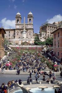 The Scalinata della Trinita dei Monti, most commonly known as the Spanish Steps, links the beautiful 17th-century church with Piazza di Spagna below. The sumptuous Hassler Hotel is situated next to the church.