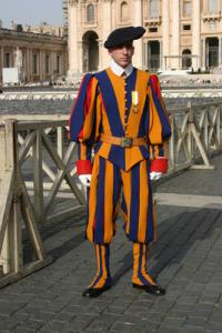 The Papal Swiss Guard in the Vatican, seen here in traditional uniform before Pope Benedict's recent general audience, was founded in 1506 and is the only Swiss Guard that still exists.