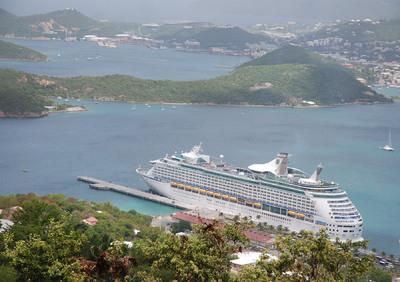View of the Royal Caribbean 'Explorer of the Seas' moored in Charlotte Amalie, St. Thomas