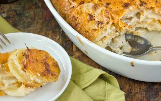 Scalloped Potatoes with Onions and Cheddar Cheese Recipe