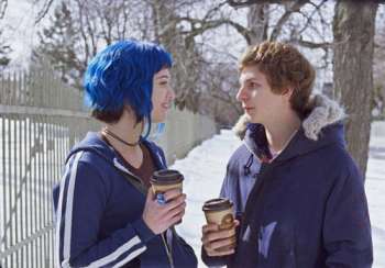 Michael Cera & Mary Elizabeth Winstead in the movie Scott Pilgrim vs. the World