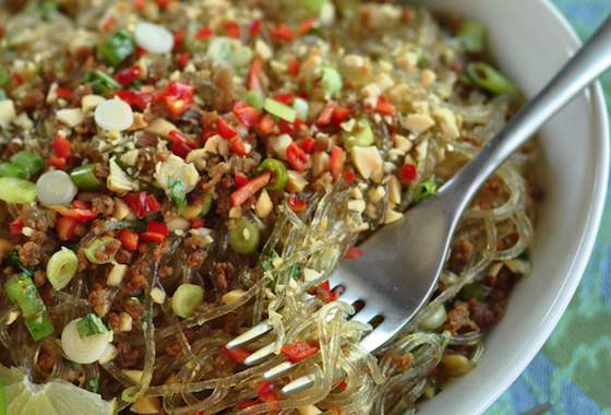 Spicy Glass Noodles with Crispy Pork (Yum Woon Sen) Recipe
