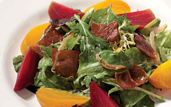 Spring Salad with Beets, Prosciutto and Creamy Onion Dressing Recipe