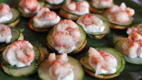 Cool Langostino and Cucumber Crackers  Recipe