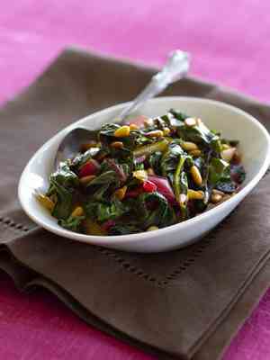 Stir-Fried Swiss Chard with Pine Nuts and Balsamic Butter Recipe