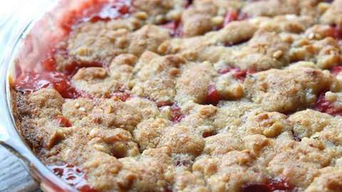 Strawberry Rhubarb Almond Crumble Dessert  Recipe