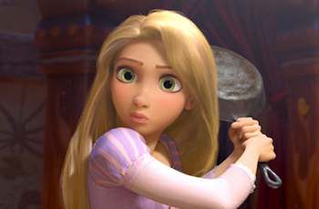 Mandy Moore & Zachary Levi in the movie Tangled