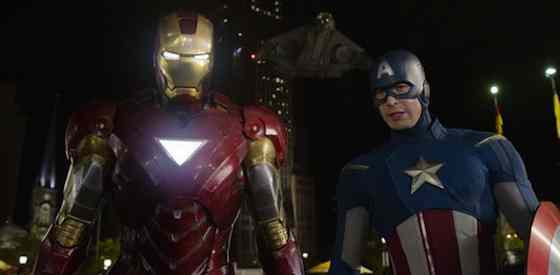Robert Downey Jr. and Chris Evansin The Avengers