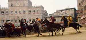 The Palio in progress Siena Tuscany Italy