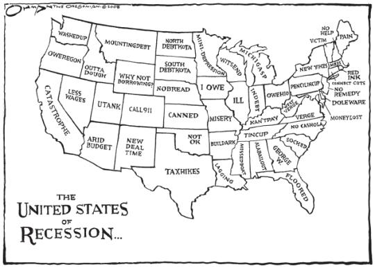 The United States of Recession Jack Ohman Illustration