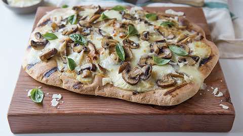 Big Game Day Recipes - Three Mushroom and Garlic Grilled Pizza - Sustainable Eating Made Easy