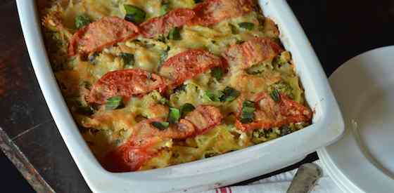 Tomato, Broccoli and Mozzarella Pasta Casserole 