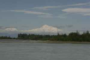 Mount McKinley in Denali NP, seen from Sustina River in Talkeetna