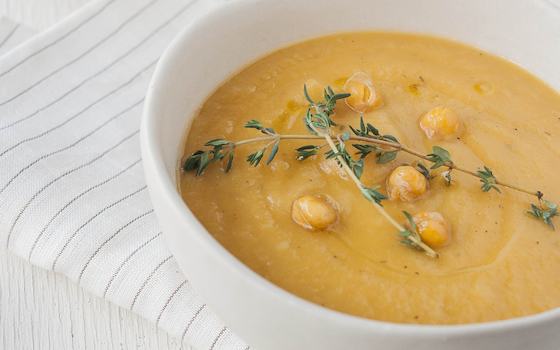 Turnip Soup with Garlic Chickpea Croutons Recipe