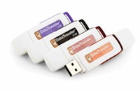 The now ubiquitous USB flash drives, also called thumb or key drives, hit the market with room for a whopping 8 megabytes. That’s nothing next to today’s models, such as these from Kingston that top out at 32 gigabytes. The modern versions have room for data and programs—as well as viruses and other security threats