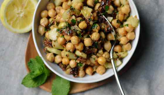 Warm Chickpea Salad with Cumin and Garlic