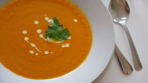 Winter Cream of Root Vegetable Soup with Sour Cream