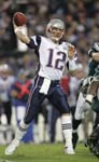 JACKSONVILLE, FL - FEBRUARY 6: Quarterback Tom Brady of the New England Patriots during Super Bowl XXXIX at Alltel Stadium on February 6, 2005 in Jacksonville, Florida. (Photo by Jeff Gross/Getty Images). Tom Brady. 2005 Getty Images