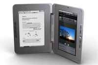 The eDGe from enTourage Systems combines a 9.7-inch E-reader screen for books and publications with a 10.1-inch LCD screen that's a full-bore, touchscreen netbook. The e-reader uses the same e-Ink tech as Amazon's Kindle, while the netbook uses a software keyboard for E-mails and other typing. The product is expected in March for $500