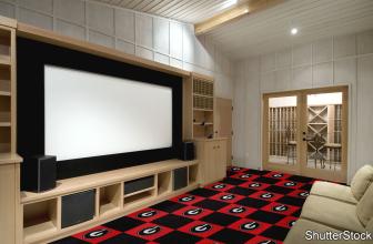 Hot Home Decorating Tips and Trends Interior Design for the SPorts Lover Sports Themed Media Room