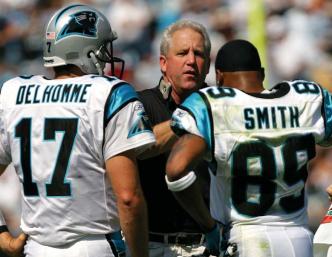 Jake Delhomme, John Fox & Steve Smith of the Carolina Panthers NFL 2008 Week 15 Denver Broncos (8-5) at Carolina Panthers (10-3) | NFL 2008 Week 15 Analysis, Preview & Prediction